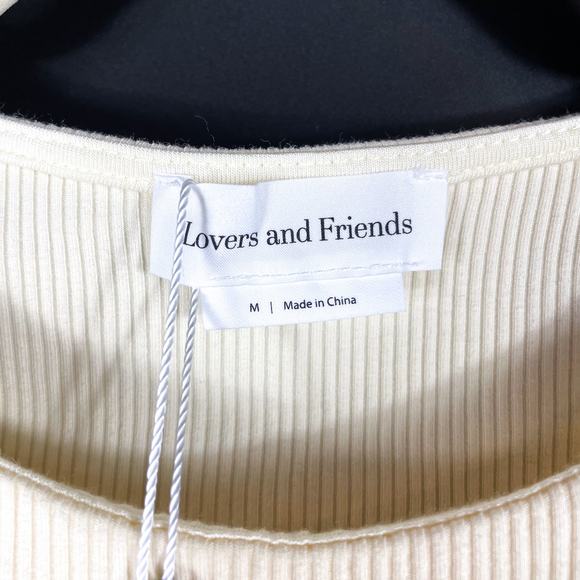 Lovers & Friends Clea Ribbed Top Cream Front Slit Cutout Long Sleeve Sz XS - Picture 7 of 10
